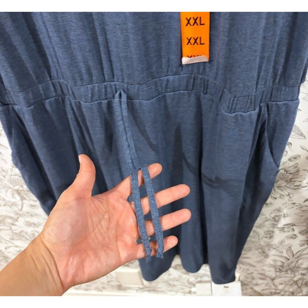 32 Degrees Womens Lux Dress Short Sleeve Pockets Stretchy Heather Indigo Sz XXL - Picture 6 of 8